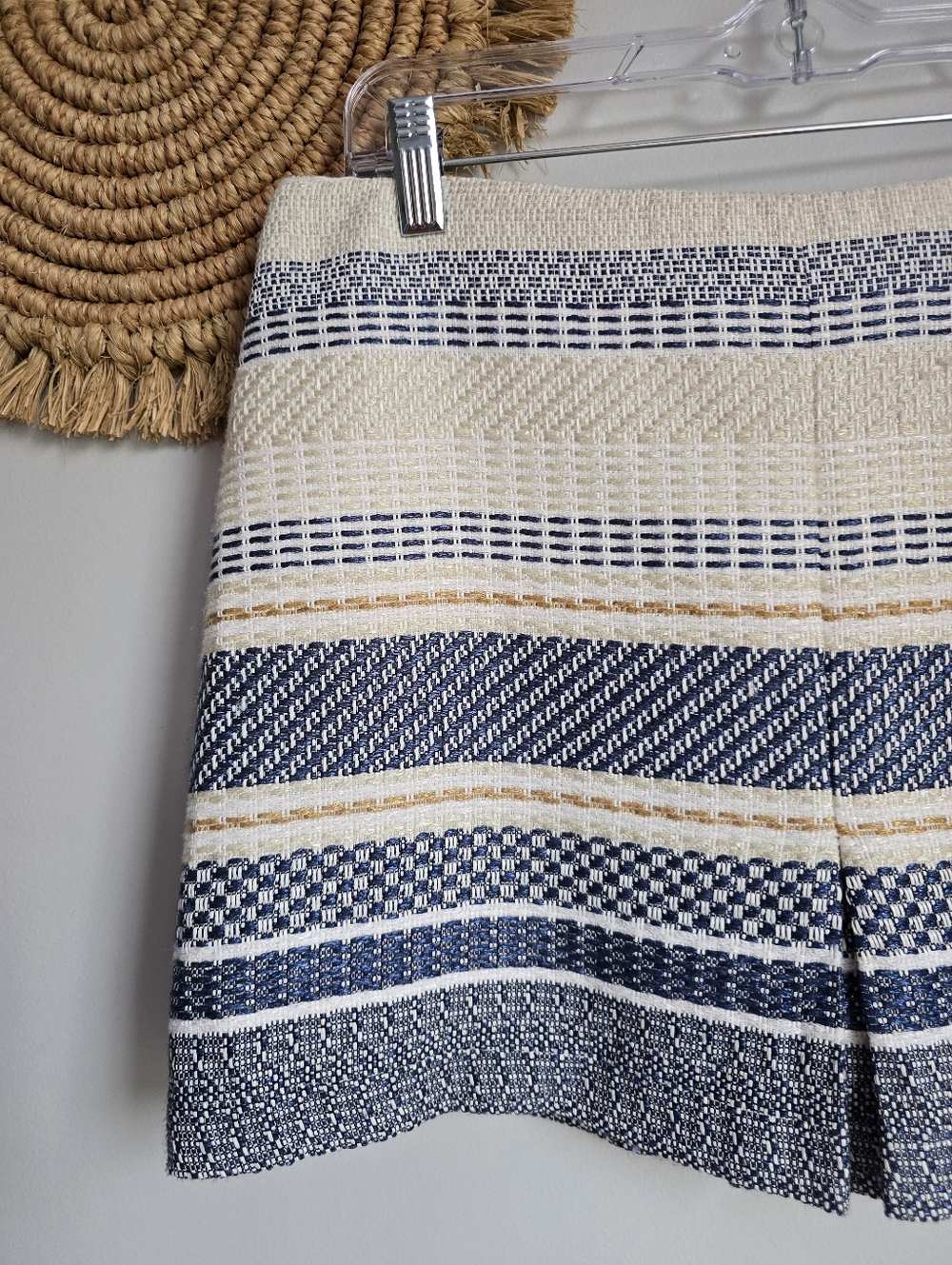 Anthropologie Cartonnier Lana Tweed Jacquard Striped Shorts Skort SZ 10 Preppy - Picture 6 of 11